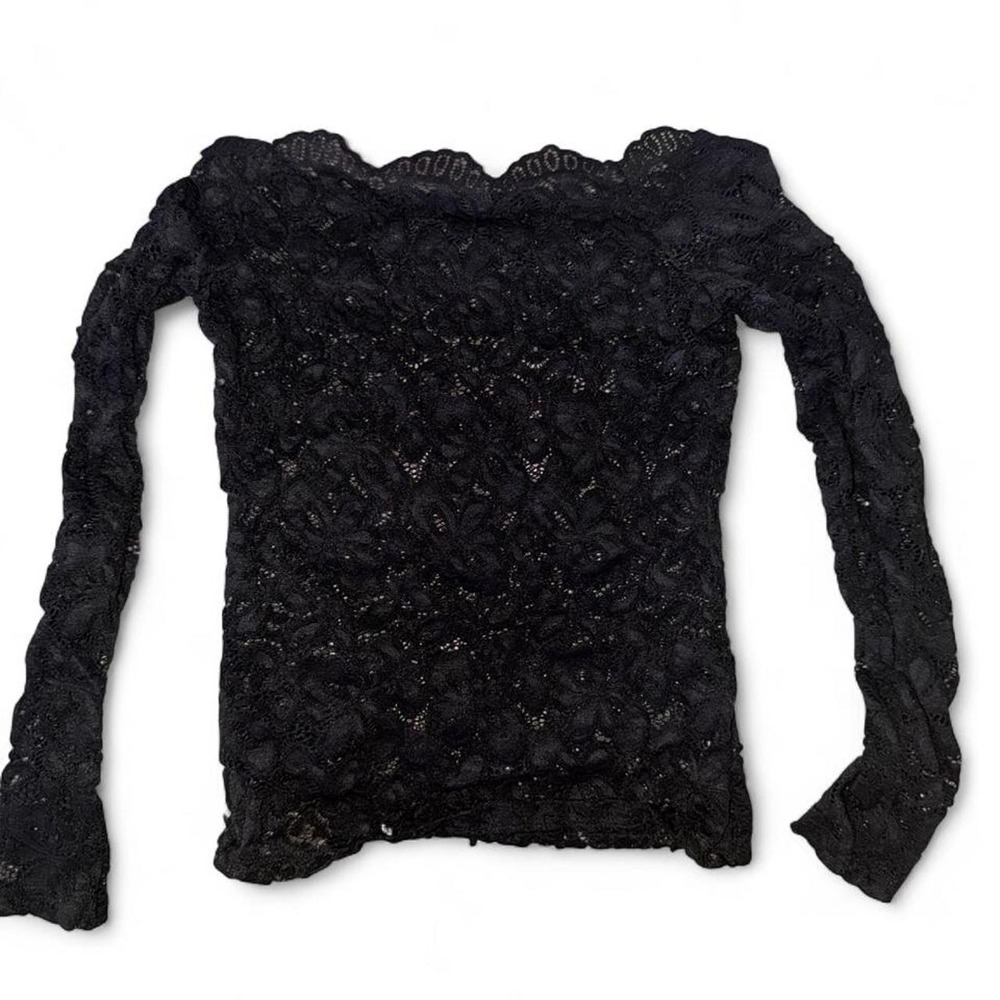 Black Floral Lace Long Sleeve Top